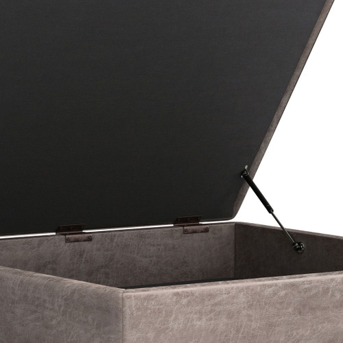Owen - Extra Large Square Coffee Table Storage Ottoman - Distressed Gray Taupe