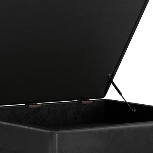 Owen - Extra Large Square Coffee Table Storage Ottoman - Distressed Black