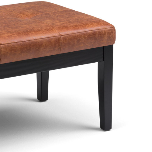 Lacey - Tufted Ottoman Bench - Distressed Saddle Brown