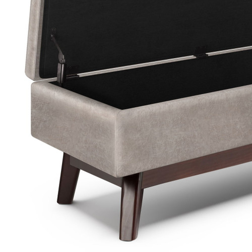 Owen - Rectangular Storage Ottoman - Distressed Gray Taupe