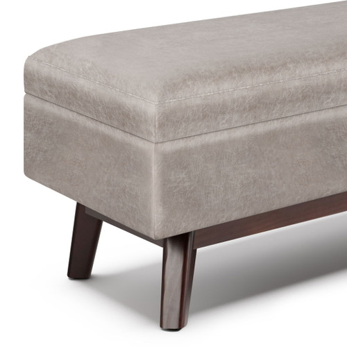 Owen - Rectangular Storage Ottoman - Distressed Gray Taupe