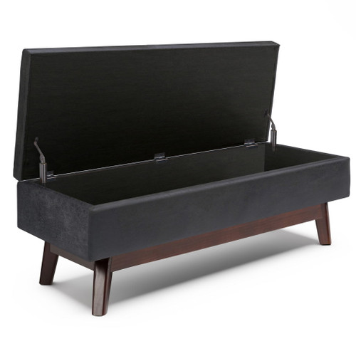 Owen - Rectangular Storage Ottoman - Distressed Black