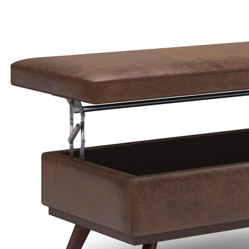 Owen - Lift Top Large Coffee Table Storage Ottoman - Distressed Chestnut Brown