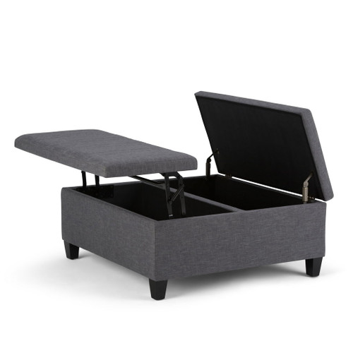 Ellis - Coffee Table Storage Ottoman - Slate Gray