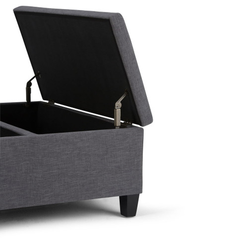 Ellis - Coffee Table Storage Ottoman - Slate Gray