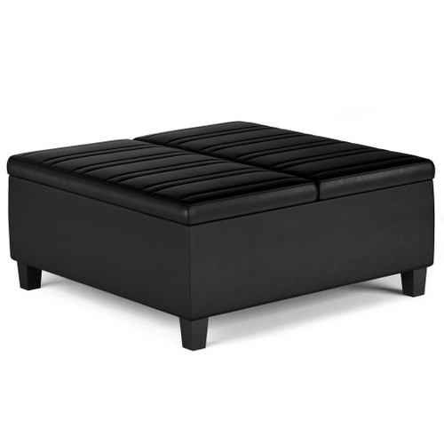 Ellis - Coffee Table Storage Ottoman - Distressed Black