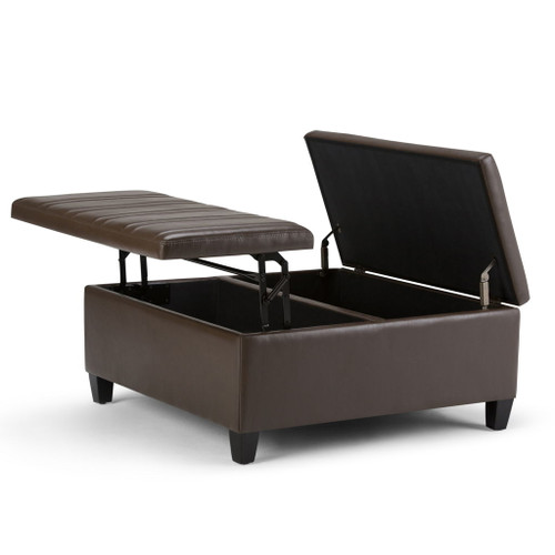 Ellis - Coffee Table Storage Ottoman - Chocolate Brown