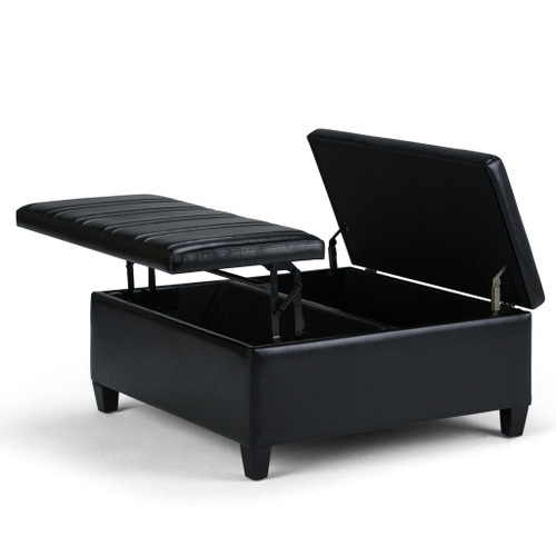 Ellis - Coffee Table Storage Ottoman - Midnight Black