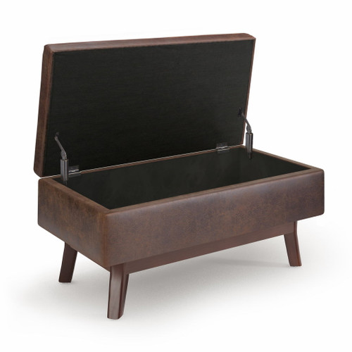 Owen - Small Rectangular Storage Ottoman - Distressed Chestnut Brown