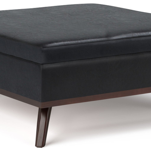 Owen - Square Coffee Table Storage Ottoman - Midnight Black