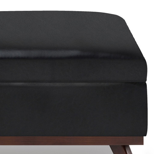 Owen - Square Coffee Table Storage Ottoman - Midnight Black