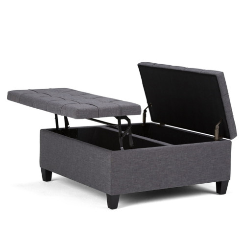 Harrison - Coffee Table Storage Ottoman - Slate Gray
