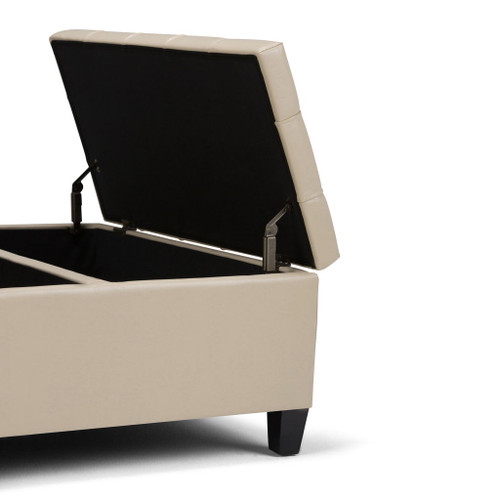 Harrison - Coffee Table Storage Ottoman - Satin Cream