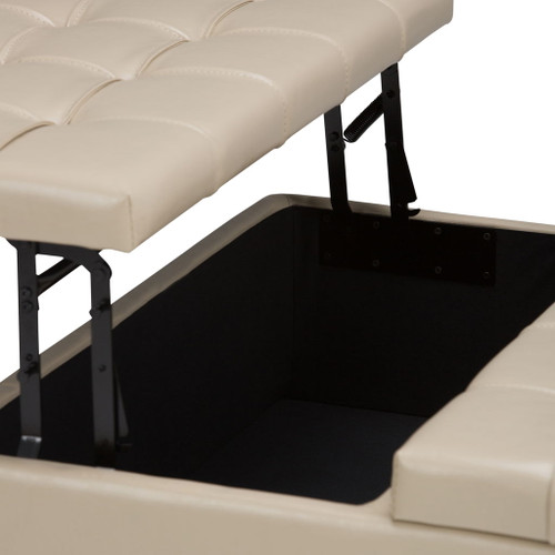 Harrison - Coffee Table Storage Ottoman - Satin Cream