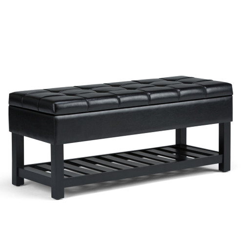 Saxon - Storage Ottoman Bench - Midnight Black