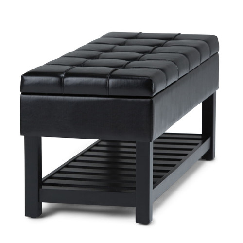 Saxon - Storage Ottoman Bench - Midnight Black