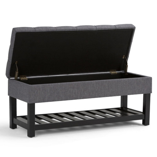 Saxon - Storage Ottoman Bench - Slate Gray
