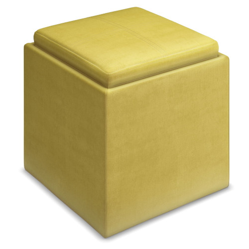 Rockwood - Cube Storage Ottoman With Tray - Dijon Yellow
