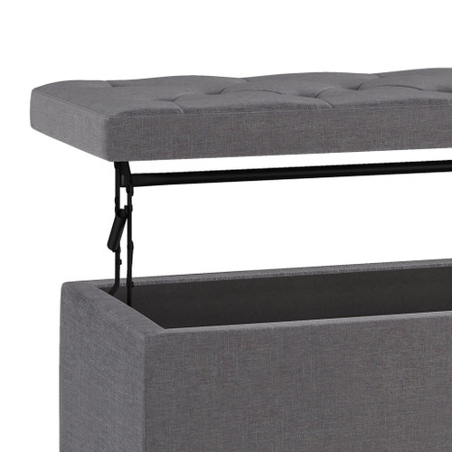 Hamilton - Lift Top Rectangular Storage Ottoman - Slate Gray