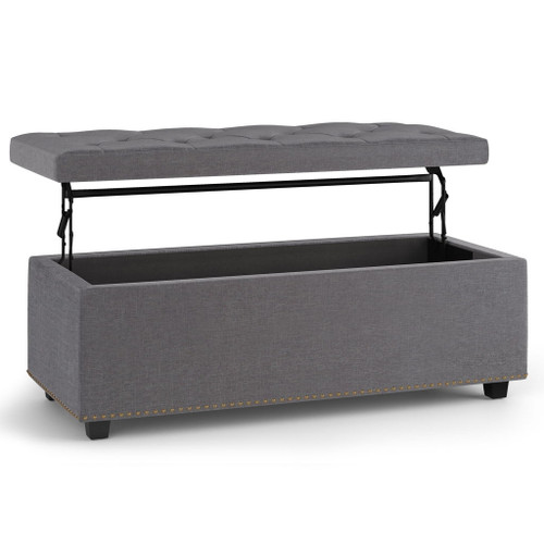 Hamilton - Lift Top Rectangular Storage Ottoman - Slate Gray