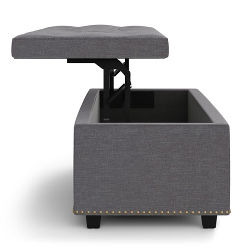 Hamilton - Lift Top Rectangular Storage Ottoman - Slate Gray
