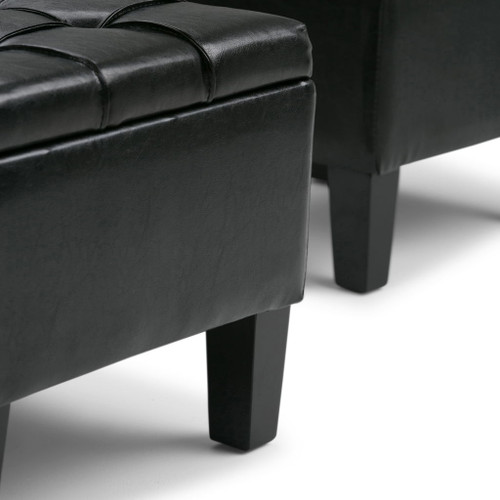 Dover - 3 Piece Storage Ottoman - Midnight Black