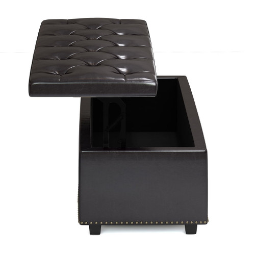 Hamilton - Lift Top Rectangular Storage Ottoman - Tanners Brown