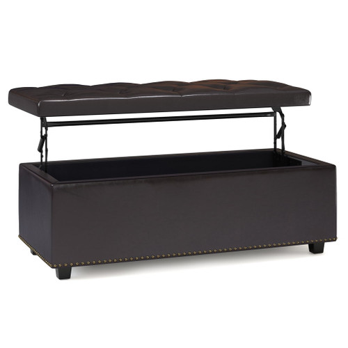 Hamilton - Lift Top Rectangular Storage Ottoman - Tanners Brown