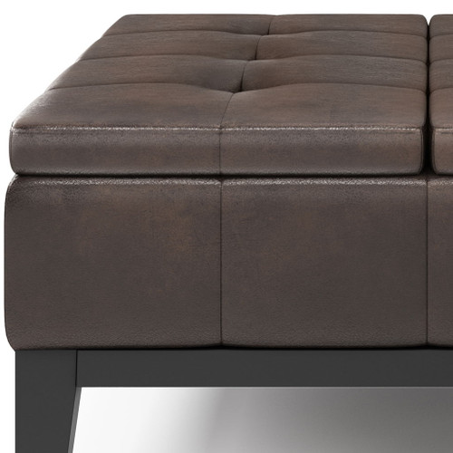 Dover - Square Coffee Table Storage Ottoman - Distressed Brown