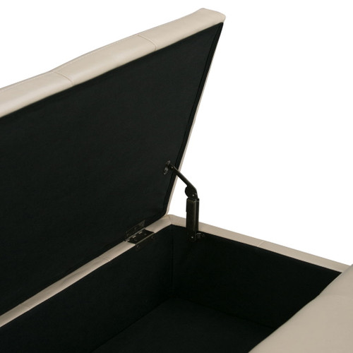 Dover - Square Coffee Table Storage Ottoman - Satin Cream