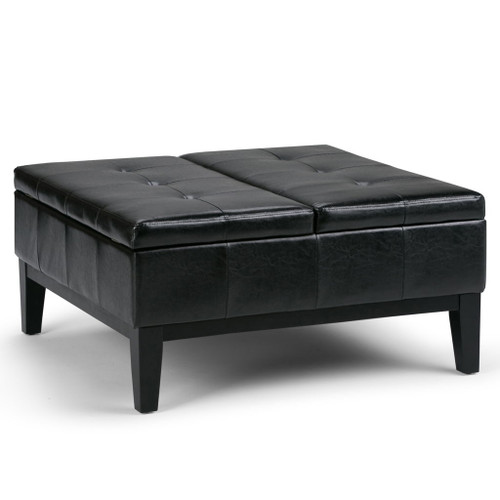 Dover - Square Coffee Table Storage Ottoman - Midnight Black
