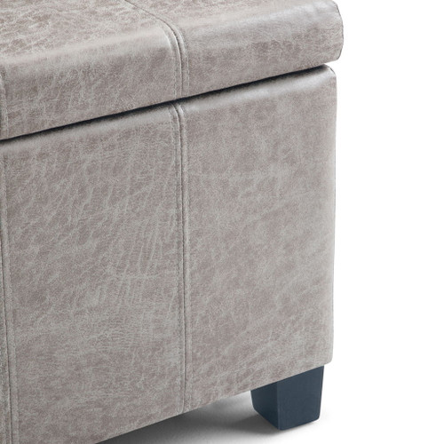 Dover - Storage Ottoman Bench - Distressed Gray Taupe