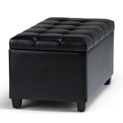 Sienna - Storage Ottoman Bench - Midnight Black