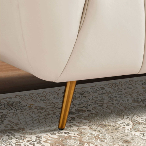 Lamattina - Genuine Italian Leather Channel Tufted Sofa - Light Beige / White