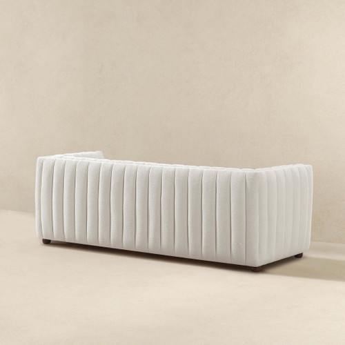 April - Mid-Century Modern Luxury Tight Back Boucle Couch - Ivory / Light Beige / White
