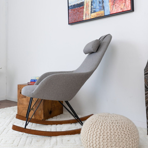 Chloe - Mid-Century Modern Rocker Livingroom And Bedroom Chair - Brown / Gray / Light Gray
