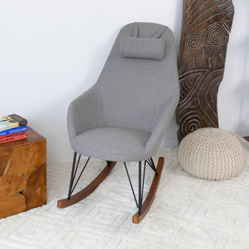 Chloe - Mid-Century Modern Rocker Livingroom And Bedroom Chair - Brown / Gray / Light Gray