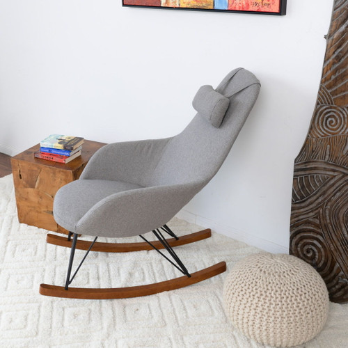 Chloe - Mid-Century Modern Rocker Livingroom And Bedroom Chair - Brown / Gray / Light Gray