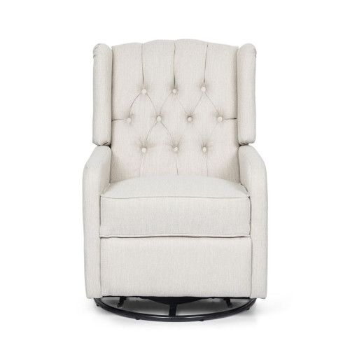 Classic Design, Manual Recliner Chair With 360 Degree Swivel - Beige