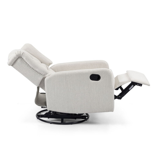 Classic Design, Manual Recliner Chair With 360 Degree Swivel - Beige