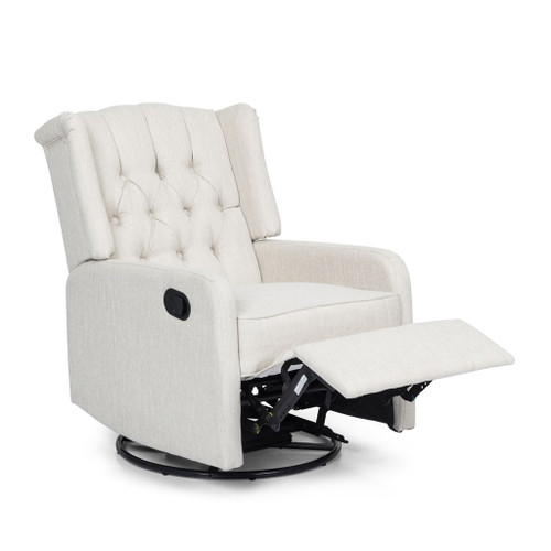 Classic Design, Manual Recliner Chair With 360 Degree Swivel - Beige