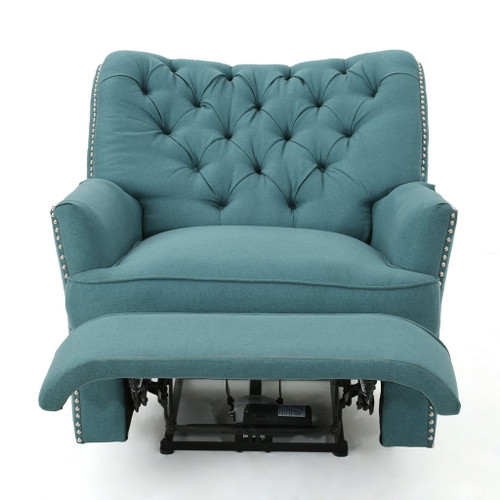 Electric Recliner Chair With Elegant Copper Accents And Soft Upholstery - Teal