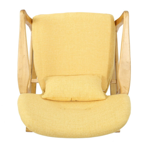 Elegant Rocking Chair With Linen Cushion - Yellow
