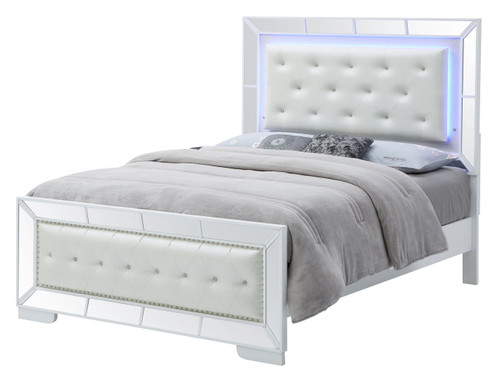 Elegant Contemporary Bed - Silver Champagne