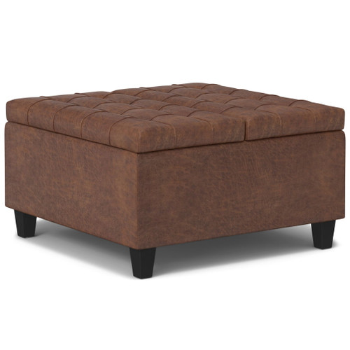 Harrison - Square Small Coffee Table Storage Ottoman - Brown