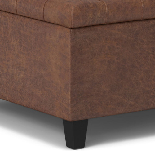 Harrison - Square Small Coffee Table Storage Ottoman - Brown