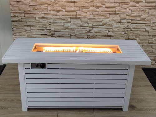 Propane / Natural Gas Outdoor Steel Fire Pit Table With Lid - White