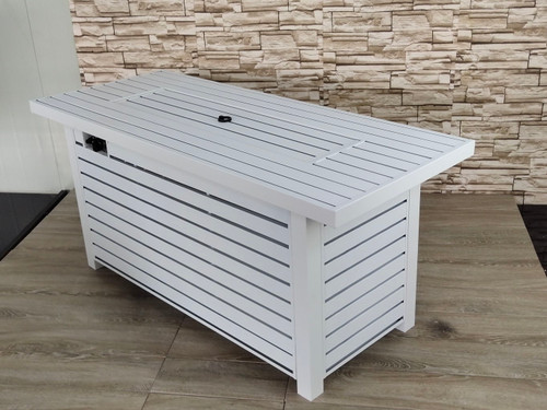 Propane / Natural Gas Outdoor Steel Fire Pit Table With Lid - White