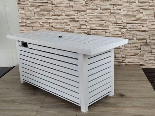 Propane / Natural Gas Outdoor Steel Fire Pit Table With Lid - White
