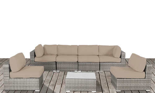 Luxury Outdoor Patio Sofa Set With Cushions All Weather Wicker Furniture For Garden, Backyard, Or Poolside Lounge Durable, Modern Design - Gray